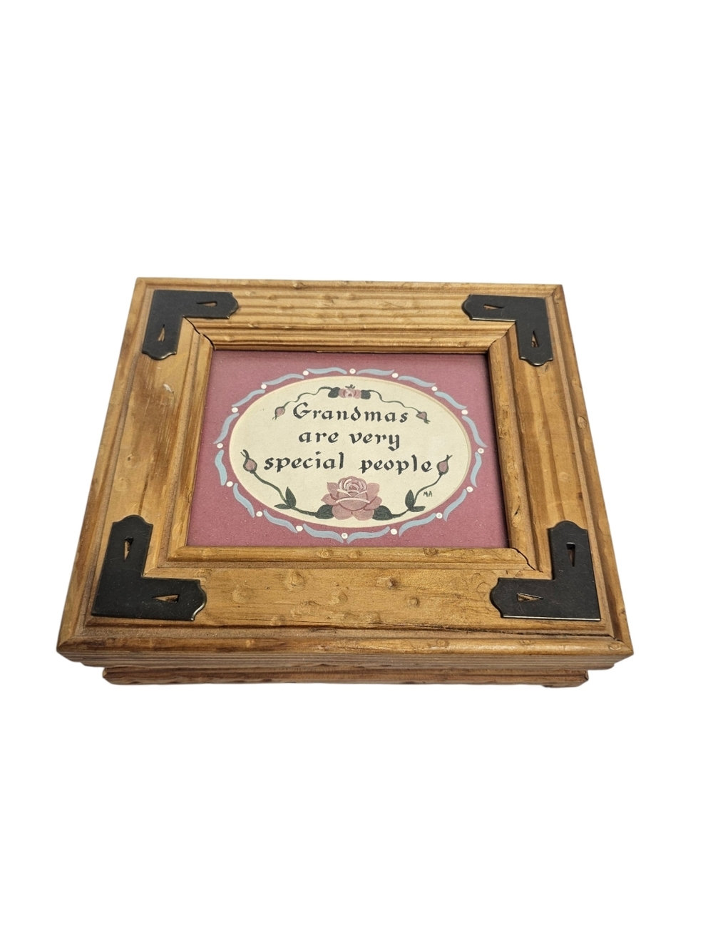 Wood Keepsake Box Grandma Gift Jewelry Memory Box Rustic Wood Hinged Lid